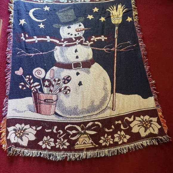 Excellent Condition, VINTAGE Christmas Themed Throw "Frosty The Snowman" - Picture 8 of 12